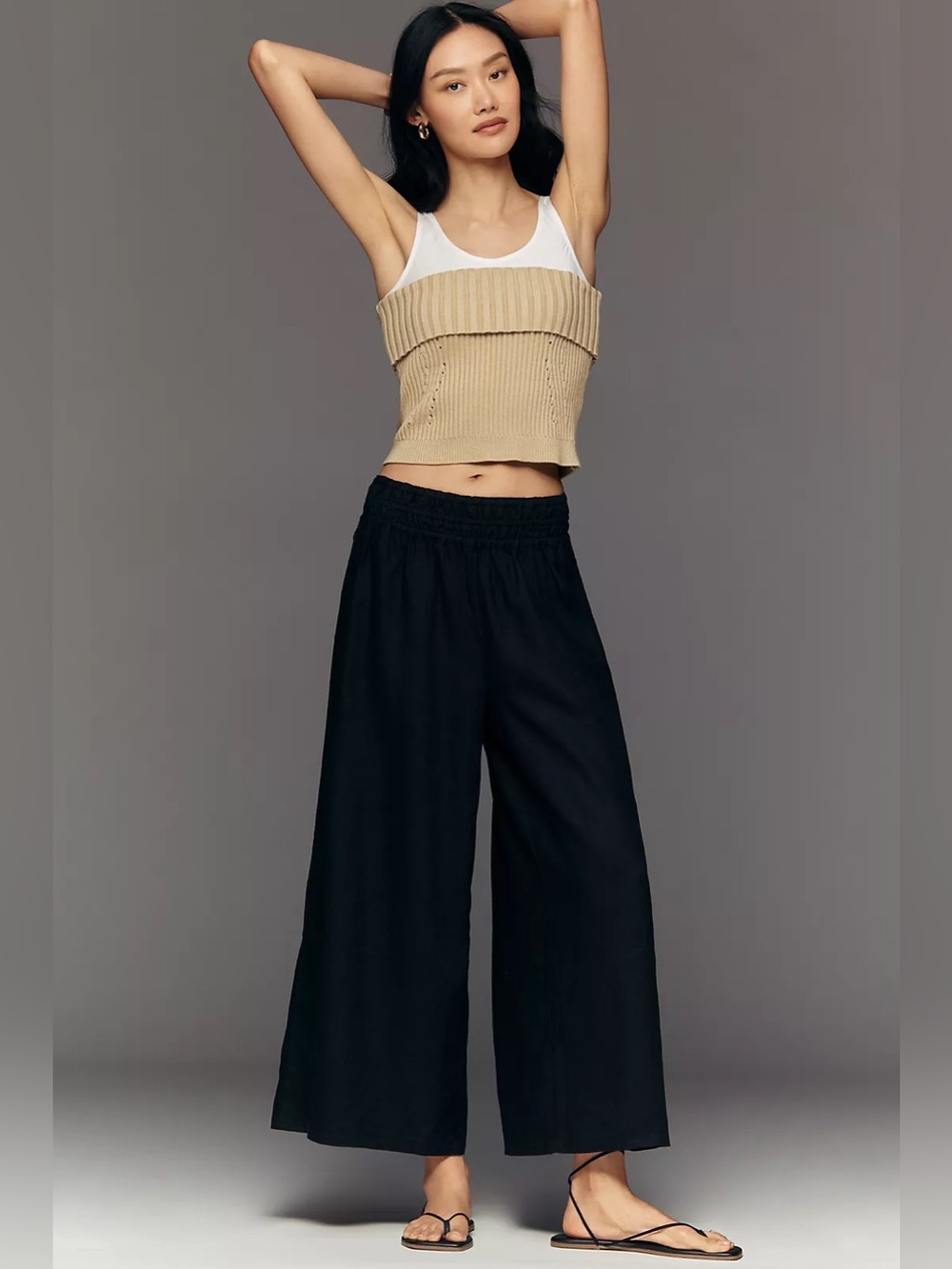 Anthropologie Somerset 100% Linen Pull-On Pants Size XS Black